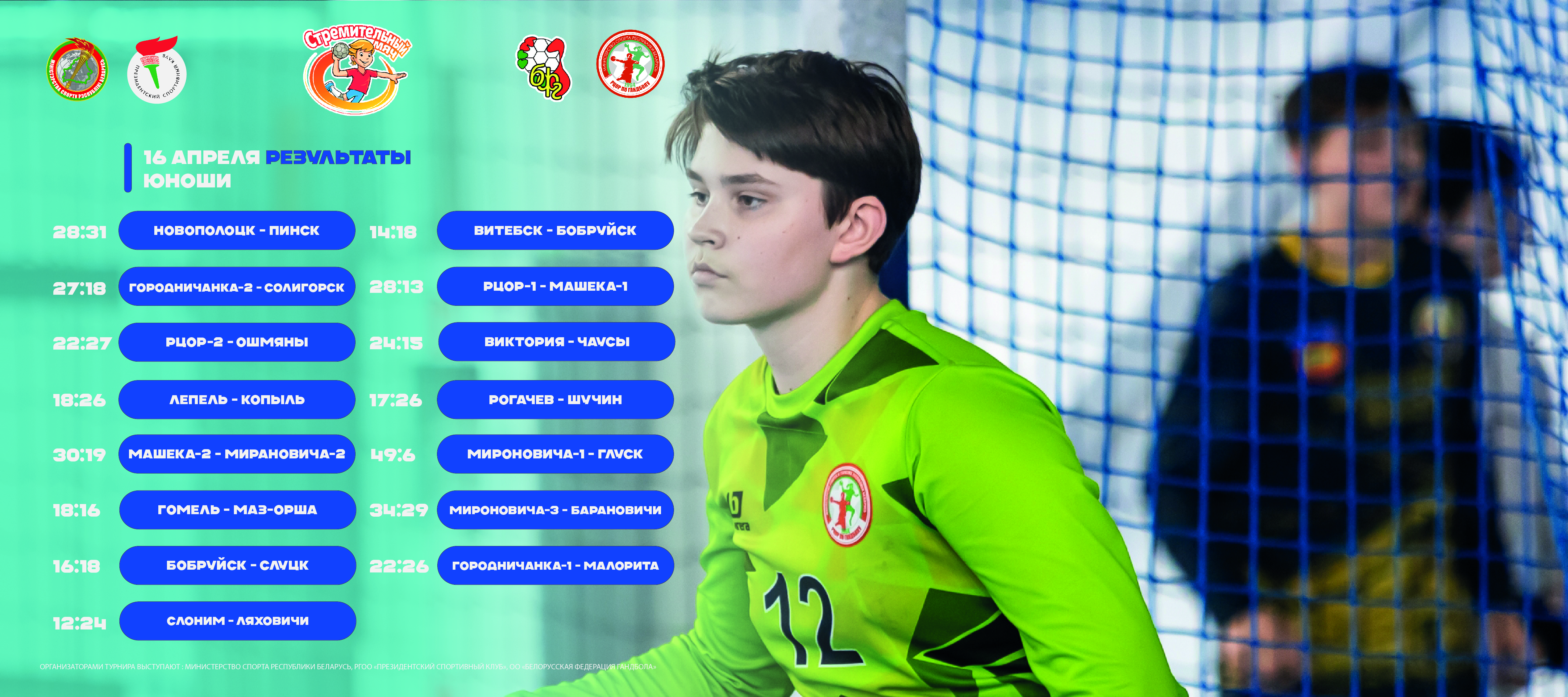 РЕЗУЛЬТАТЫ ЧЕТВЕРТОГО ДНЯ СОРЕВНОВАНИЙ "СТРЕМИТЕЛЬНЫЙ МЯЧ" СРЕДИ ЮНОШЕЙ